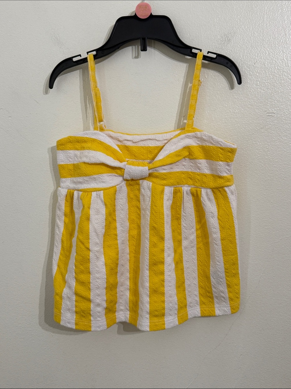 Old Navy Yellow and White Striped Tie-Front Camisole Tank Top Girls Medium (8)